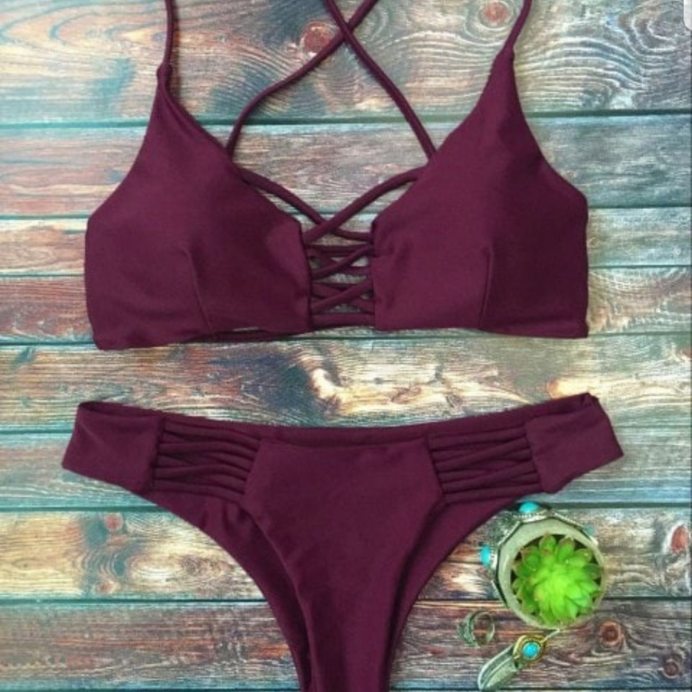 Purple/Maroon Bikini Bathing Suit Set